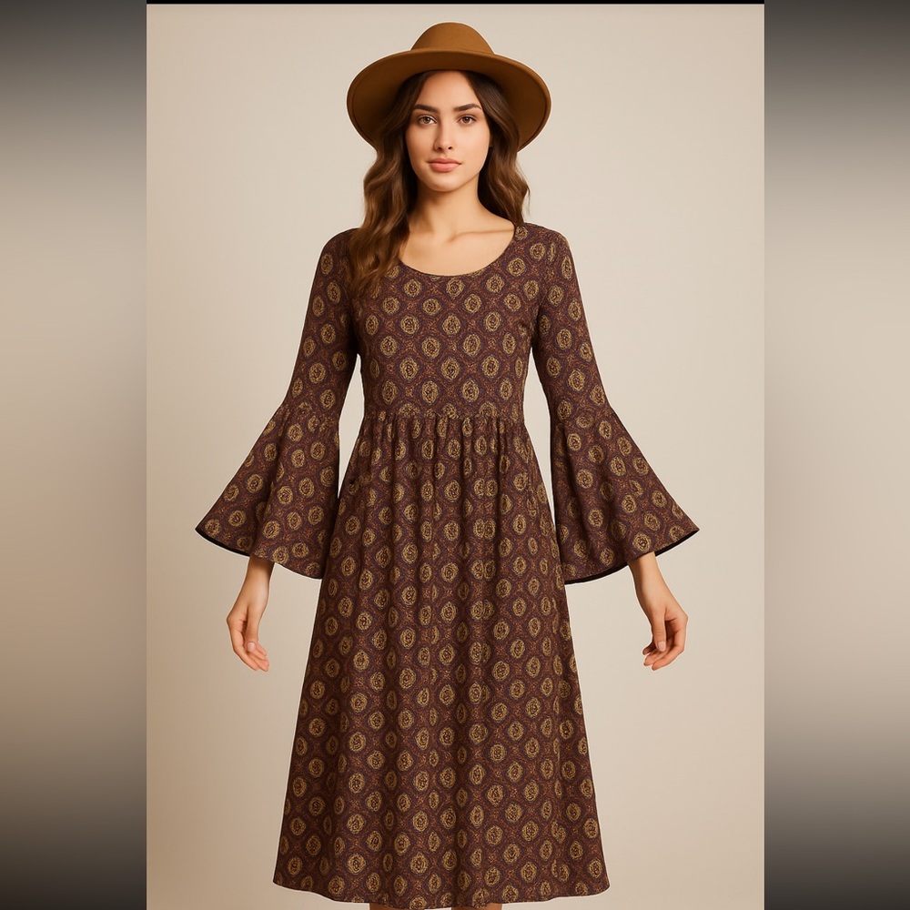 POL Long Sleeve Dress with Multicolor Pattern NWOT